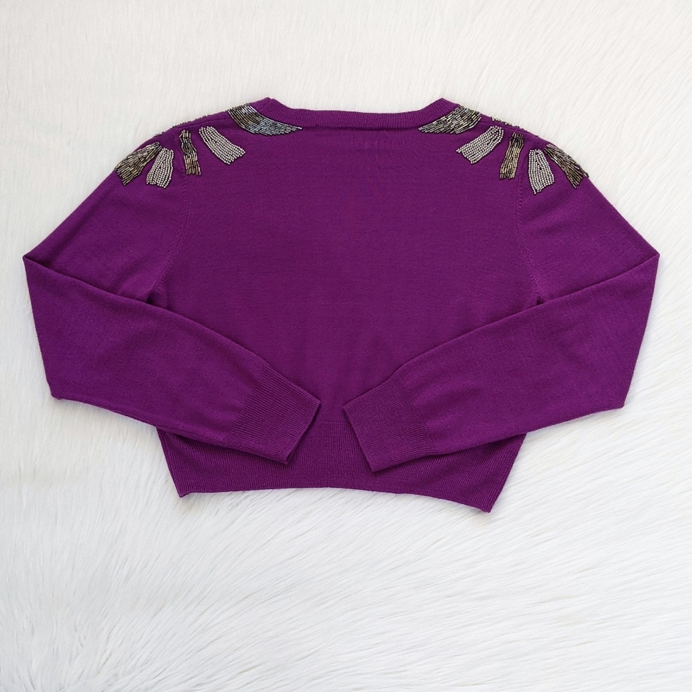 Marc Jacobs Y2K Beaded Fuchsia Wool Blend Cropped Cardigan Sweater | Size S/M* - Picture 13 of 13